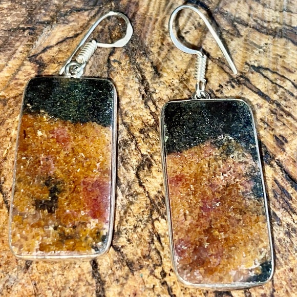 Rectangle Rhodonite Earrings 2” - Picture 6 of 9